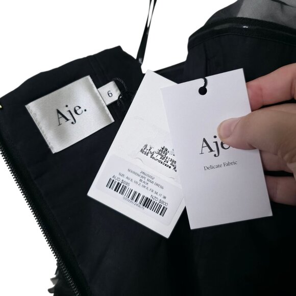 Aje Soundscape Black Strapless Ruffle Tiered Maxi Dress Size US 2 AU 6 - Picture 5 of 13